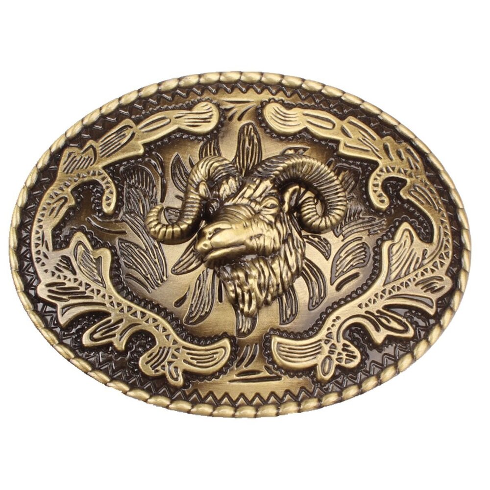 4883 Vintage Man's Belt Buckle in Goat Ram Head FAGT-01